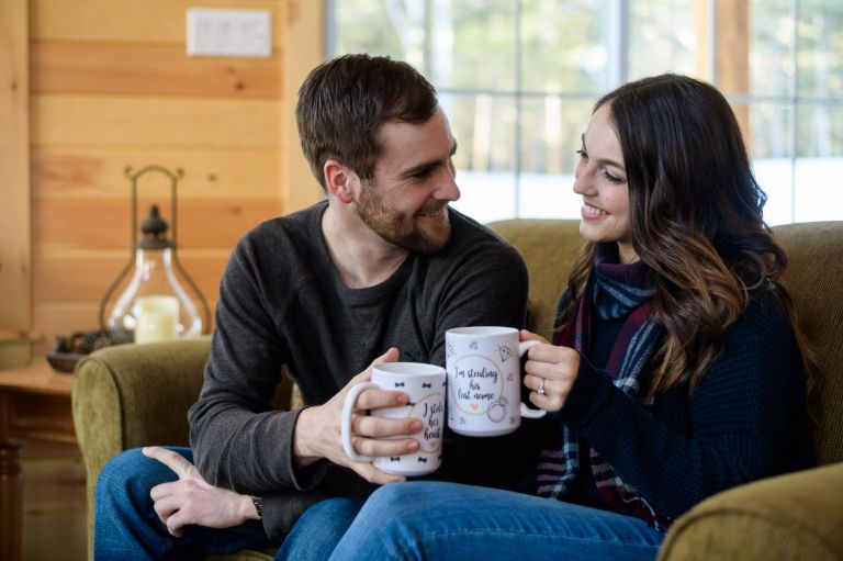 Coffee mug engagement session