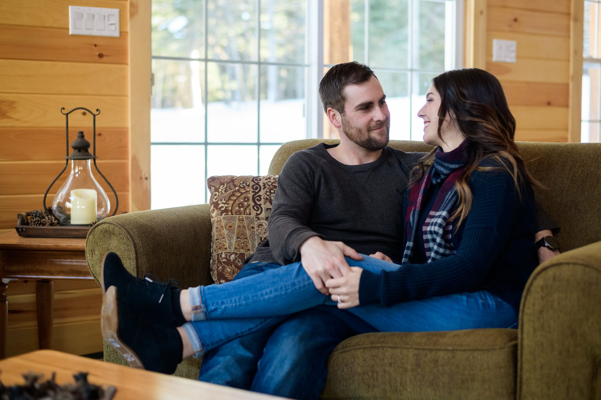 Winter engagement session at the camp