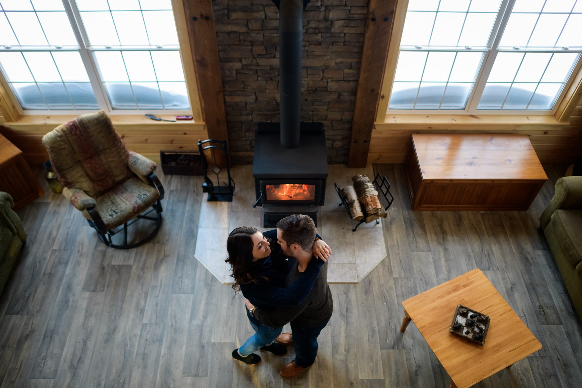 Couple by the fire - Moncton Engagement Photography