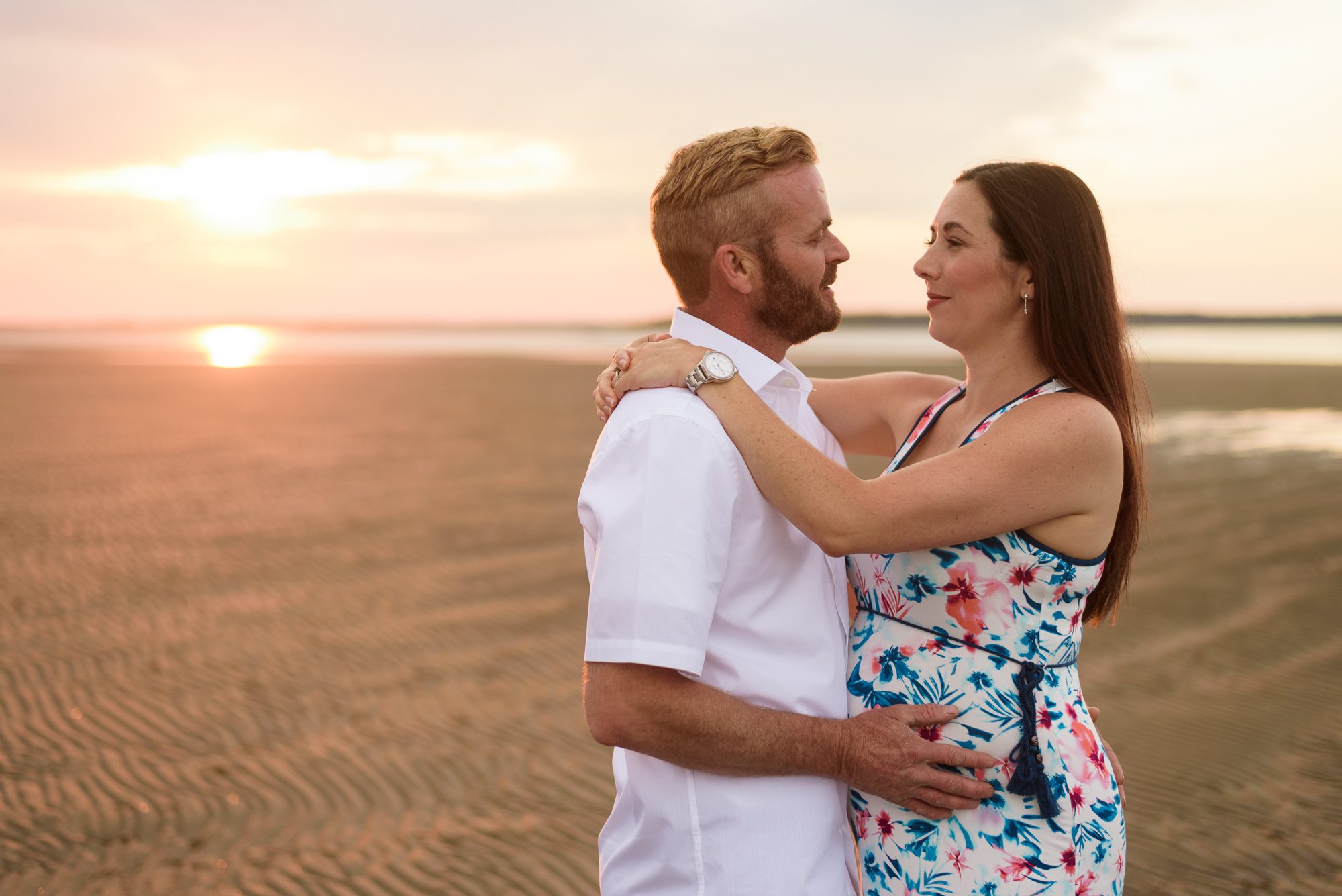 Beach sunset maternity shoot